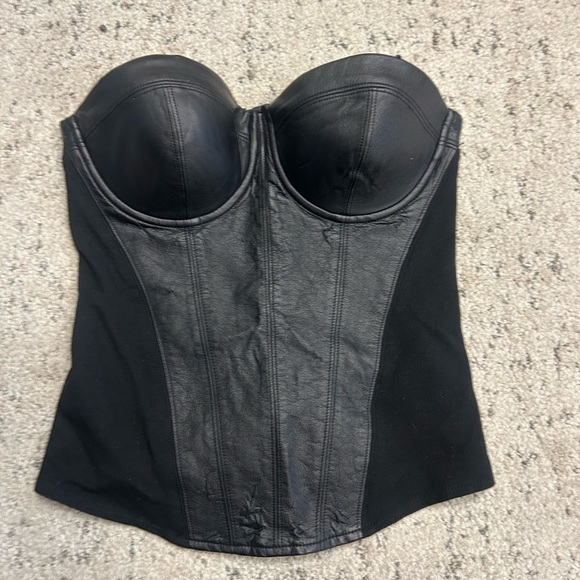 Guess S Y2K vintage vegan leather Black corset in good vintage condition - Picture 2 of 10